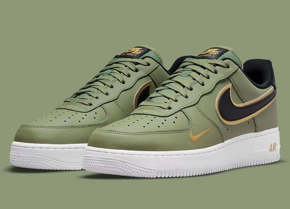 Air Force 1 Low 07 LV8 Double Swoosh Olive Gold Black
