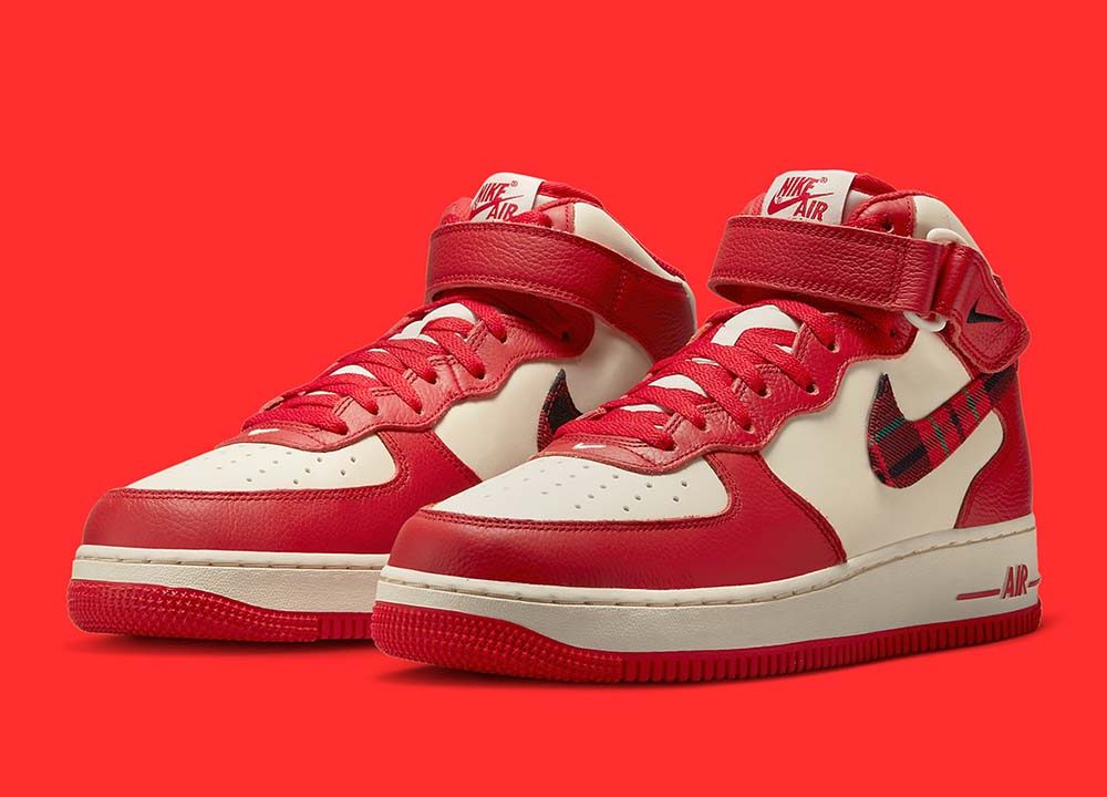 Nike Air Force 1 Mid 07 LX Plaid Cream Red