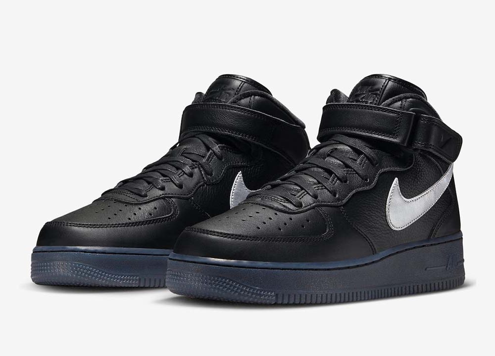 Nike Air Force 1 Mid Prm Black Metallic Silver